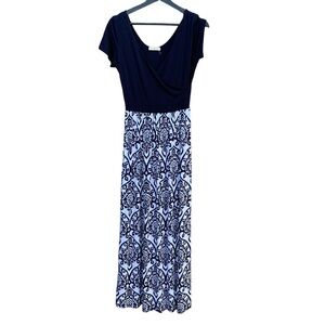 Gilli women's maxi dress XS navy blue and white